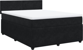 vidaXL Cama Box Spring Con Colch&oacute;n Terciopelo Negro 140x190 Cm Vidaxl