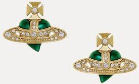 Vivienne Westwood New Diamante Heart Earrings Gold-light-gold-quartz-crystal-indicolite-enamel Gold-light-gold-quartz-crystal-indicolite-enamel Women