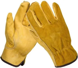 OEM Guantes De Jardiner&iacute;a De Cuero C&oacute;modos Con Forro Impermeable, Ajuste Duradero Y Flexible, Talla L