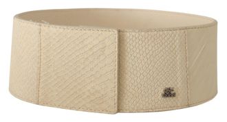 Gianfranco Ferre Womens White Waxed Cotton Wide Fashion Belt Leather - One Size