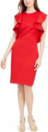 Vince Camuto Womens Ruffled Sheath Dress Red Size 8