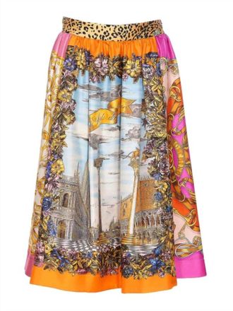 Moschino Womens Scarf Print Skirt In Multi