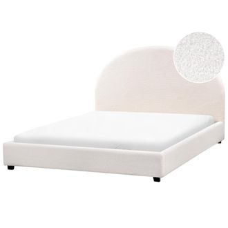 Beliani Cama Con Somier Minimalista De Boucl&eacute; 140 X 200 Cm Blanco Crema Vaucluse