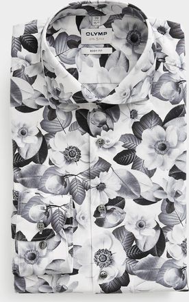 Olymp Mens Monochrome floral shirt Modern fit