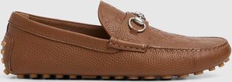 Gucci Mens Driver With Horsebit, Brown, Leather