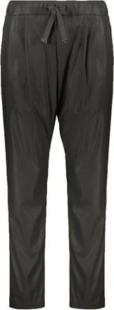 Herno Elastische Broek met Trekkoord - Dames - Straight fit broeken - Zwart - S - Leer - Broeken