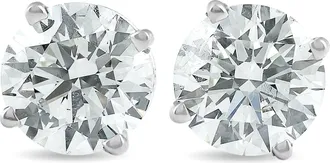 Pompeii3 2 Ct TW Round Lab Grown Diamond Studs 14K White Gold With Screw Backs