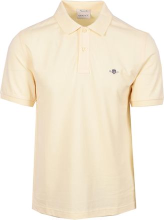 GANT Mens REG SHIELD SS PIQUE POLO SHIRT VANILLA YELLOW Cotton - Size X-Large