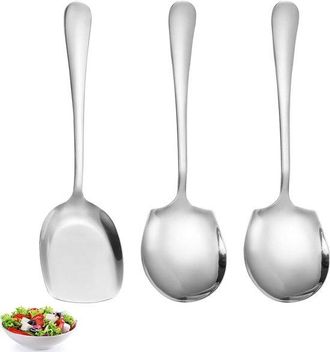 OEM Juego De 3 Cucharas De Acero Inoxidable Para Servir, Cucharas Grandes Para Ensaladas Y Buf&eacute;s, Ideales Para El Hogar Y Restaurantes