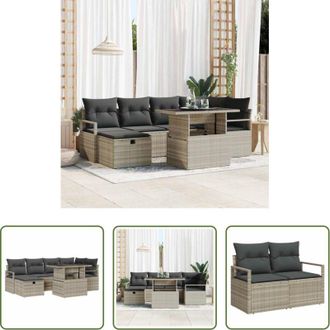 vidaXL vidaXL Arredamento esterno - Set Divano da Giardino 7 pcs Grigio chiaro Poly Rattan