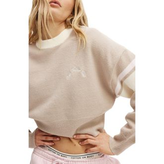 Cotton On Womens Active Stripe Knit Pullover in Allspice Coconut Milk at Nordstrom, Size X-Large