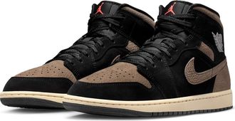 Nike Jordan Air Jordan 1 Mid SE Basketball Sneaker in Black/olive Grey at Nordstrom, Size 9.5