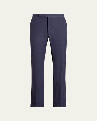 Ralph Lauren Purple Label Mens Gregory Hand-Tailored Silk-Linen Trouser