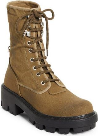 Prada Canvas Combat Boot in Militare at Nordstrom, Size 7.5Us