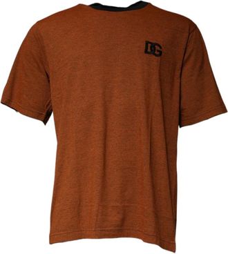 Dolce & Gabbana Bruine Katoenen Logo Crew Neck T-shirt - Heren - T-shirts - Bruin - XS - Katoen - Tops