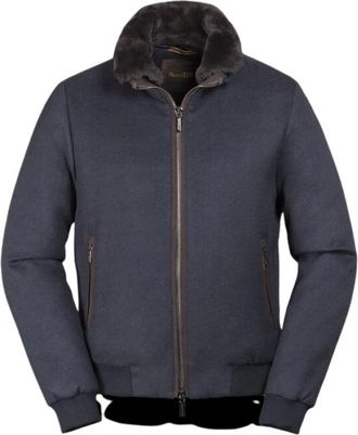 Moorer Bellati LS9 Bomber Jacket - Heren - Winterjassen - Blauw - M - Wol - Jassen