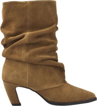 VIA VAI Elisa Palmer Slouch Laarzen - Dames - Laarzen met Hak - Bruin - 40 EU - Su&egrave;de - Schoenen