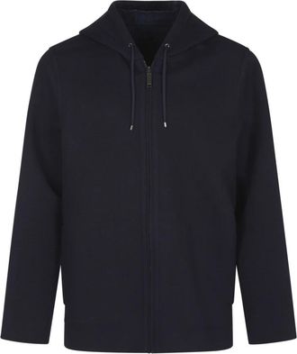 Valentino Wollen Cashmere Hoodie - Heren - Vesten met rits - Blauw - 2XL - Wol - Hoodies & sweatvesten