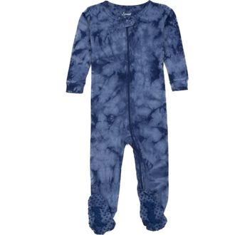 Leveret Footed Tie Dye Cotton Matching Family Pajamas in Tie Dye Navy Mix at Nordstrom, Size 18-24M