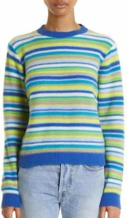 The Elder Statesman Vista Stripe Crew Sweater In Blue Multi