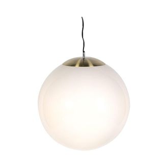 QAZQA Escandinavo L&aacute;mpara Colgante Escandinava Inteligente Dorada Con Cristal Opalino De 50 Cm Con Wifi A60 - Ball 50 Vidrio /acero Esfera Adecuado Para Led
