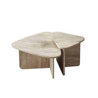 Calicosy Set Of 2 Triangular Coffee Tables With Rounded Edges, 90Cm X 60Cm in Cream | Size: 2 Person