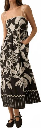 Promesa Tropical Print High Waist Fit & Flare Maxi Dress In Black