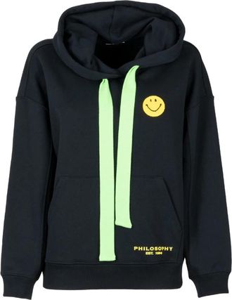 Philosophy di Lorenzo Serafini Hoodie van Wol met Glimlach - Dames - Hoodies - Zwart - M - Wol - Hoodies & sweatvesten