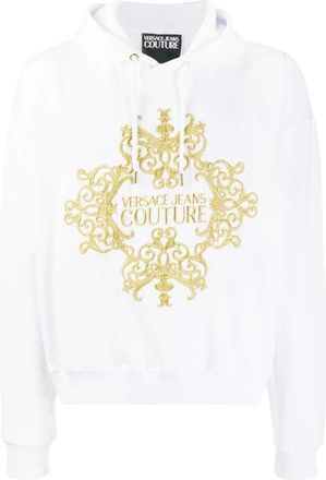 Versace Jeans Couture Logo Hoody - Heren - Hoodies - Wit - 2XL - Katoen - Hoodies & sweatvesten