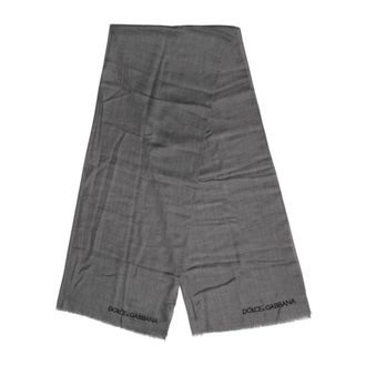 Dolce & Gabbana Winter Scarves, male, Gray, Size: ONE SIZE Cashmere Logo Detail Scarf