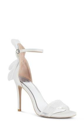 London Rag Delancy Lace Bow Satin Stiletto Sandal in White at Nordstrom Rack, Size 10