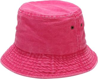 Generic Bucket Hats Men Washed Cotton Bucket Hat Foldable Beach Hat Wide Brim Washed Denim Hat Cute Outdoor Fisherman Hat Camping Hats Unisex (Hot Pink, One S