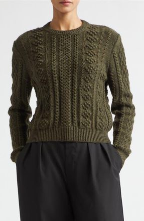 Jil Sander Back Slit Wool Sweater in Thyme Green at Nordstrom, Size 38