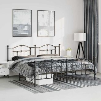 vidaXL Vidaxl - Estructura Cama Sin Colch&oacute;n Con Estribo Metal Negro 193x203 Cm