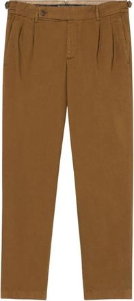Brooks Brothers Katoenen Gabardine Geplooide Broek - Heren - Slim Fit Broeken - Bruin - W36 - Katoen - Broeken