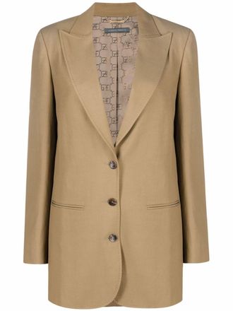 Alberta Ferretti single-breasted blazer - women - Viscose/Linen/Flax/Viscose - 46 - Green