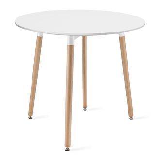 OEM Kami Mesa Redonda 80cm - Blanco / Patas Naturales