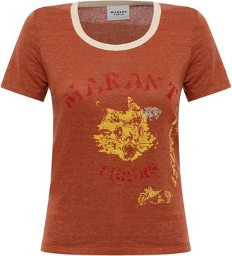 Isabel Marant Linnen T-shirt - Dames - T-shirts - Bruin - S - Linnen - Tops
