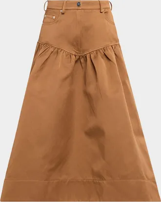 Ganni Duchesse Twill Midi Skirt
