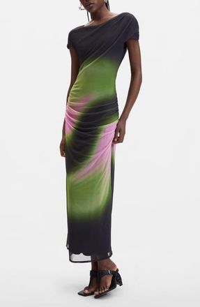 Desigual Mesh Overlay Midi Dress in Black at Nordstrom, Size X-Small