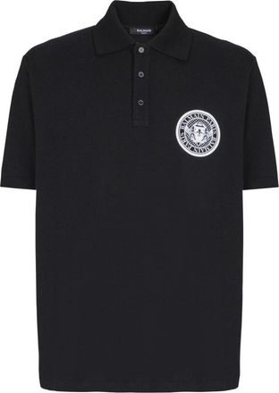 Balmain Katoenen poloshirt met Coin print - Heren - Polos - Zwart - M - Katoen - Tops