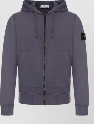 Stone Island hooded zip jacket drawstring ribbed cuffs