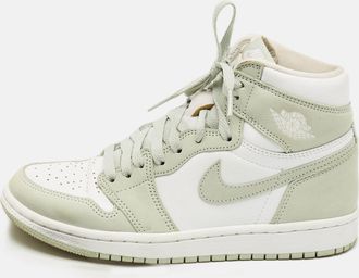 Air Jordan s Green/white Leather Jordan 1 Retro High Og Seafoam Sneakers