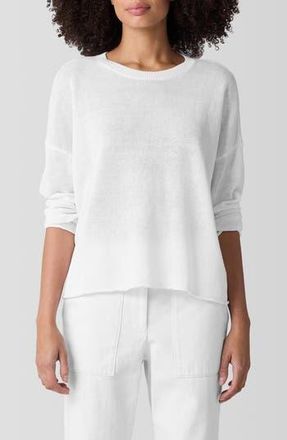 Eileen Fisher Crewneck Organic Linen & Organic Cotton Sweater in White at Nordstrom Rack, Size X-Small