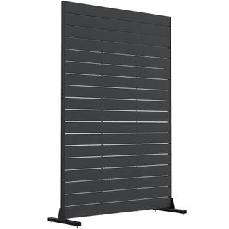 OUTSUNNY Biombo De 6 Paneles De Hdpe, 120x174cm, Biombo Separador De Ambientes Con Soporte, Aspecto De Vetas De Madera, Para Interior, Exterior, Negro