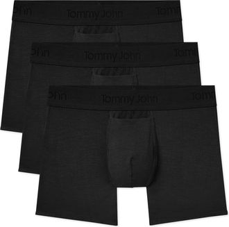 Tommy John Mens Trunk 4 Underwear, Second Skin Boxers with Supportive Contour Pouch, Soft, Breathable Stretch Fabric Boxers, Black (3-pack), M
