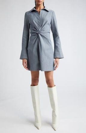 Cinq &agrave; Sept McKenna Twist Front Long Sleeve Denim Minidress in Light Indigo at Nordstrom Rack, Size 8