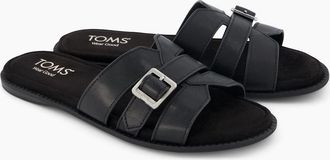 Toms Womens TOMS Sol Mule Leather Womens Black Sandals - Size: 3
