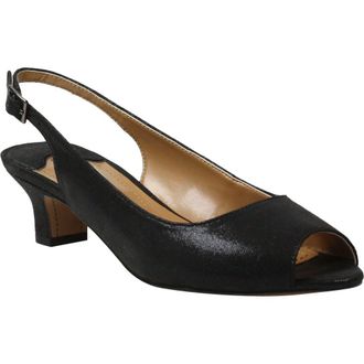 J. Rene&eacute; Jenvey Slingback Sandal in Black Satin at Nordstrom, Size 8.5
