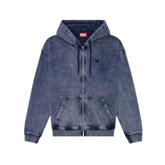 Diesel Zip-through Hoodie - Heren - Vesten met rits - Blauw - M - Katoen - Hoodies & sweatvesten